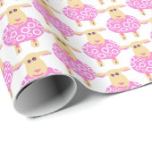 Roze wollig lamsvlees baby giftwrap cadeaupapier (Rol Hoek)