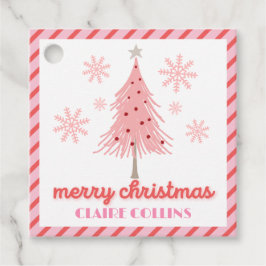 Roze Wonderland Kerstboom Favor Tag Bedankjes Labels