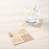 Roze Woodblock Tekeningen van Chariklia Zarris Kartonnen Onderzetters (Insitu)