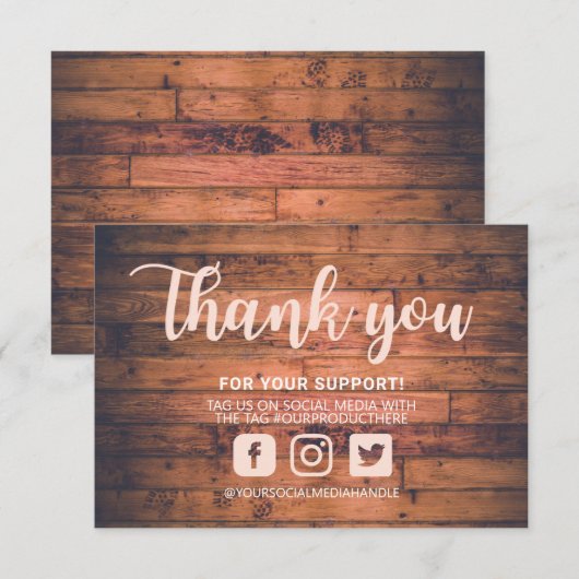 Roze Wooden Dank u Aangepast medium invoegen (Voorkant / Achterkant)