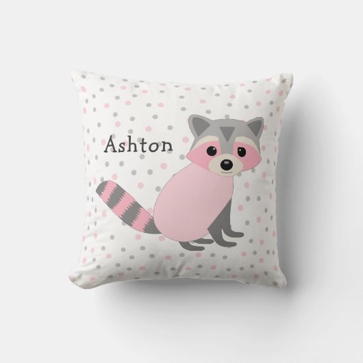 Roze Woodland Animal baby nursery name Kussen (Voorkant)