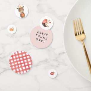Roze Woodland Animal Birthday Table Confetti