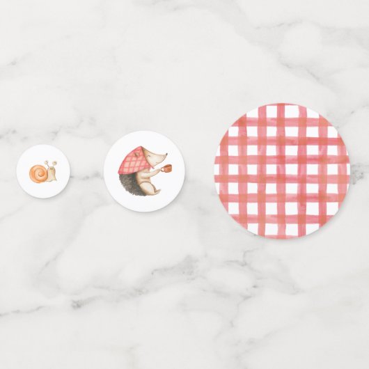 Roze Woodland Animal Birthday Table Confetti (Achterkanten)