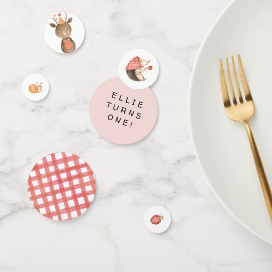 Roze Woodland Animal Birthday Table Confetti (Groep)
