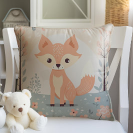 Roze Woodland Animal Fox, Bos Meisje Kwekerij Kussen