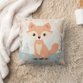Roze Woodland Animal Fox, Bos Meisje Kwekerij Kussen (Deken)