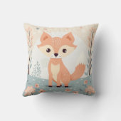 Roze Woodland Animal Fox, Bos Meisje Kwekerij Kussen (Achterkant)