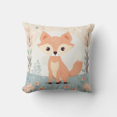 Roze Woodland Animal Fox, Bos Meisje Kwekerij Kussen (Voorkant)