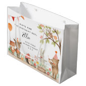 Roze Woodland Animals Party Gift Bag Groot Cadeauzakje (Voorkant Gekanteld)