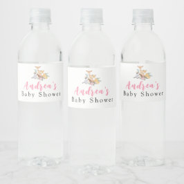 Roze Woodland Baby shower Water Fles Label Waterfles Etiket