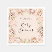 Roze Woodland dieren gepersonaliseerde papieren se Servet (Voorkant)