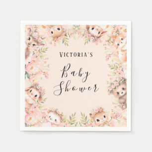 Roze Woodland dieren gepersonaliseerde papieren se Servet