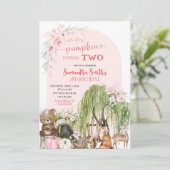 Roze Woodland Dieren Kleine Pompoen Verjaardag Kaart (Staand voorkant)