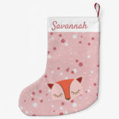 Roze Woodland Fox Eerste Kerstmis Kous Kleine Kerstsok (Achterkant)