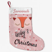 Roze Woodland Fox Eerste Kerstmis Kous Kleine Kerstsok (Voorkant)