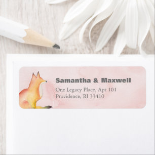 Roze Woodland Fox Return Address Etiket