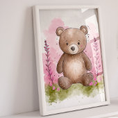 Roze Woodland kwekerij Art Print Set