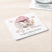 Roze Woodland Mushroom Baby shower Papier Onderzet Kartonnen Onderzetters (Schuin)