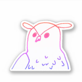 Roze Woodland Vogel Tekening Schattige Uil Sticker