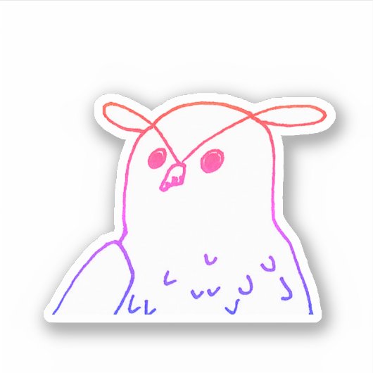 Roze Woodland Vogel Tekening Schattige Uil Sticker (Voorkant)