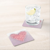 Roze woolen Knitting Heart Paper Onderzetter (Insitu)