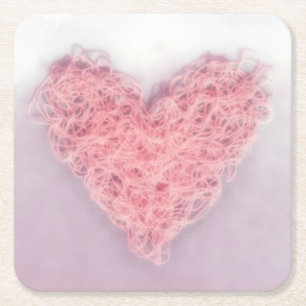 Roze woolen Knitting Heart Paper Onderzetter
