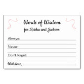 Roze Woorden van Wijsheid Meisje Baby shower Advie Kaart (Voorkant)