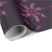 Roze Word Cloud June Flower Cadeaupapier (Rol Hoek)
