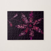 Roze Word Cloud June Flower Legpuzzel (Horizontaal)