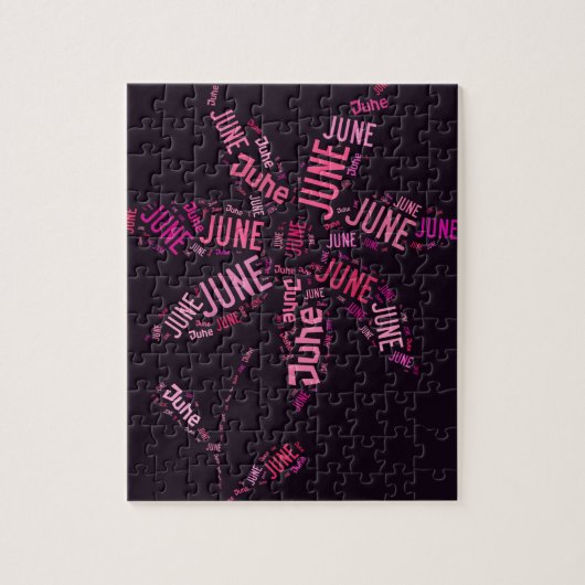 Roze Word Cloud June Flower Legpuzzel (Verticaal)