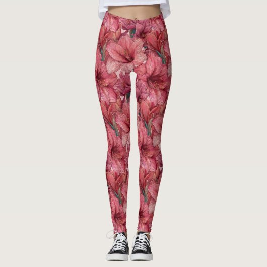 Roze Workout Kleding Amaryllis Esthetisch Moederda Leggings (Voorkant)