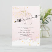 Roze x Gold Lieverd virtueel Baby shower Kaart (Staand voorkant)