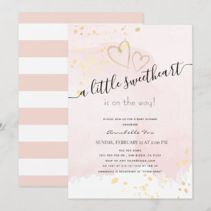Roze x Gold Waterverf Lieverd Baby shower Kaart