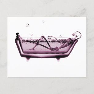 Roze X-Ray Skeleton in Bath Tub Briefkaart