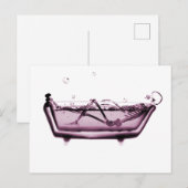 Roze X-Ray Skeleton in Bath Tub Briefkaart (Voorkant / Achterkant)