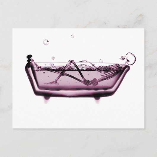 Roze X-Ray Skeleton in Bath Tub Briefkaart (Voorkant)