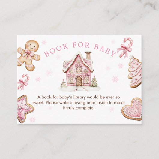 Roze Xmas Cookie Baby shower Boek voor Baby Kaart (Voorkant)