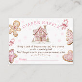 Roze Xmas Cookie Baby shower Luier Raffle Kaart (Voorkant)