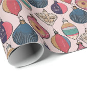  Roze Xmas Ornamenten inpakpapier (Rol Hoek)