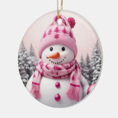  roze Xmas Sneeuwman Keramisch Ornament (Links)