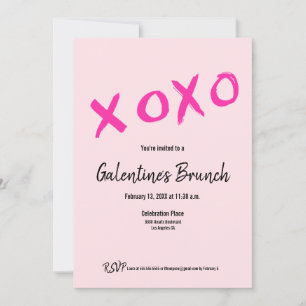 Roze XOXO Chic Galentine's Brunch Party Kaart