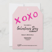 Roze XOXO Cute Galentine Day Party Kaart (Voorkant)
