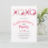 Roze XOXO en rozen Galentines Day party Kaart (Staand voorkant)
