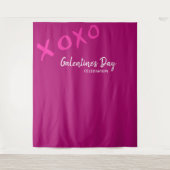 Roze XOXO Galentine's Day Feestje Wandkleed (Voorkant)