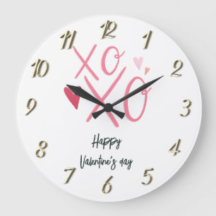 Roze "XOXO"Harten Fijne Valentijnsdag Grote Klok