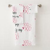 Roze "XOXO" harten Gelukkige Valentijnsdag Bad Handdoek (Insitu)