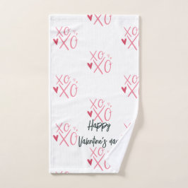 Roze "XOXO" harten Gelukkige Valentijnsdag Bad Handdoek