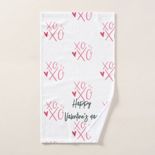 Roze "XOXO" harten Gelukkige Valentijnsdag Bad Handdoek (Handdoek)
