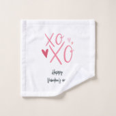 Roze "XOXO" harten Gelukkige Valentijnsdag Bad Handdoek (Wasdoekje)