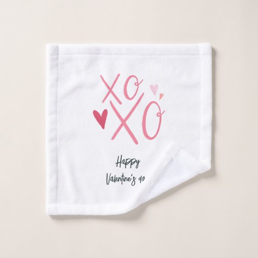 Roze "XOXO" harten Gelukkige Valentijnsdag Bad Handdoek (Wasdoekje)